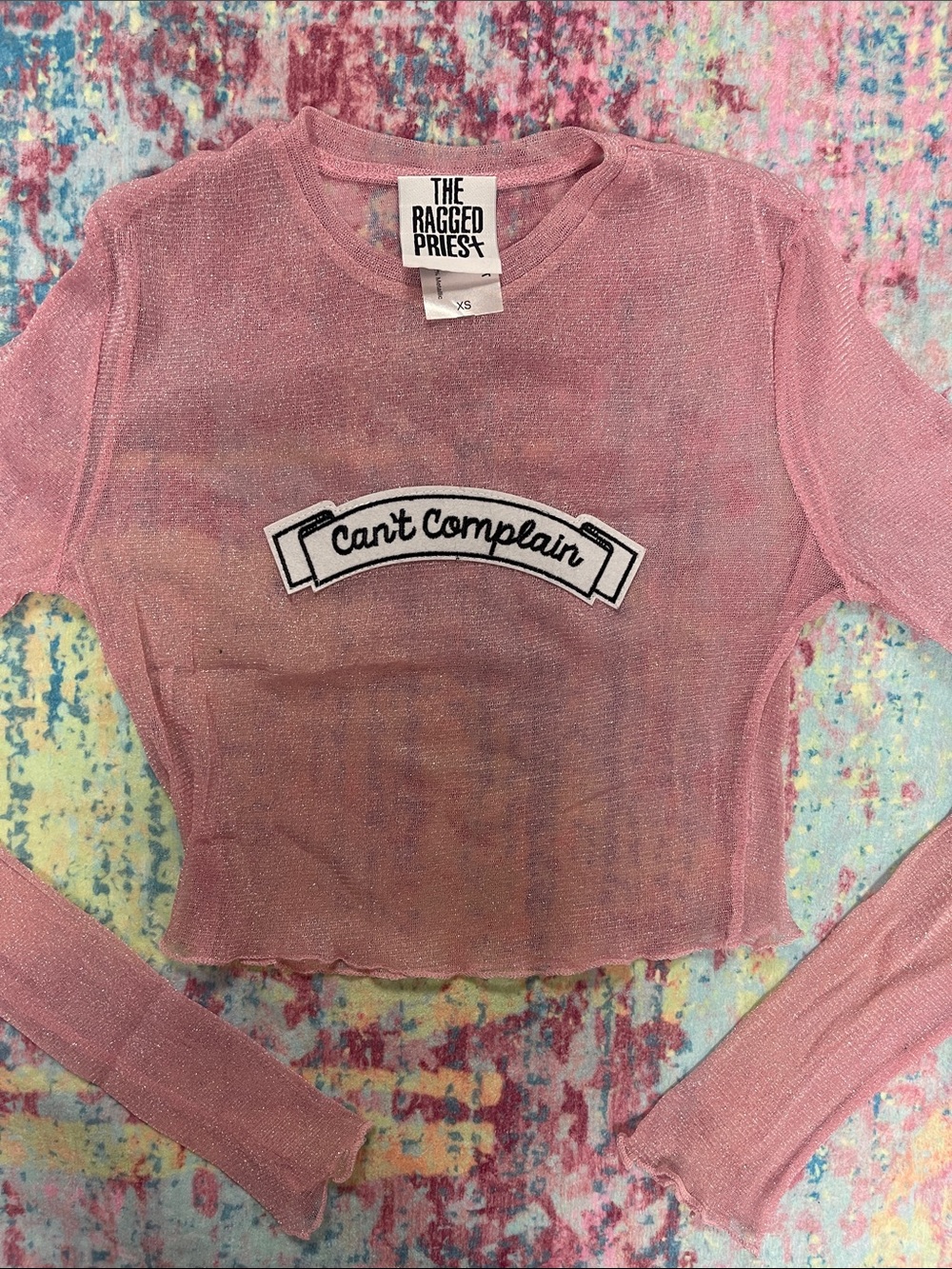 The Ragged Priest Sheer Pink 'Can't Complain' Long Sleeve Top